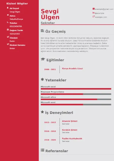 Sekreter Örnek cv indir